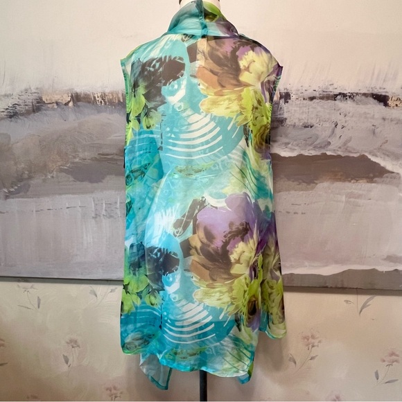 Decorated Originals Open Front Beach Cover-Up XL to 3XL Watercolor Floral Pastel - Picture 3 of 15